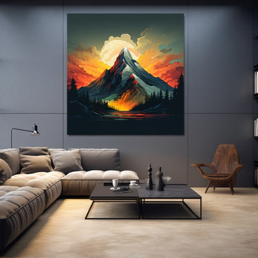 Mountain with Sunset Painting